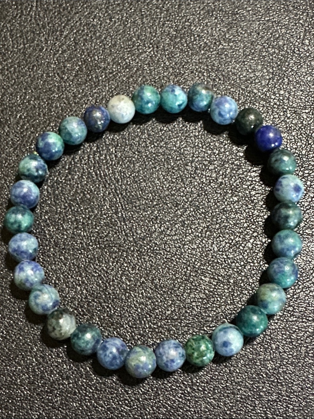 Azurite Malachite K2 Jasper Natural Stone Beaded Stretch Bracelet - 6.5mm